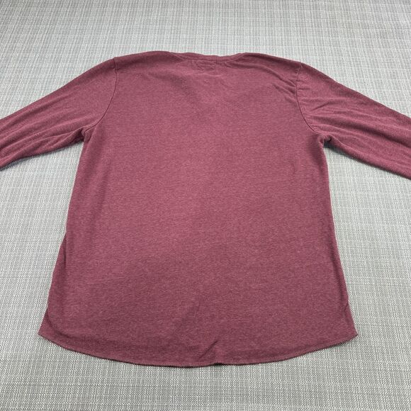 Marine Layer Henley Shirt Mens Large Burgundy Long Sleeve Comfort Rayon Blend - Picture 4 of 8